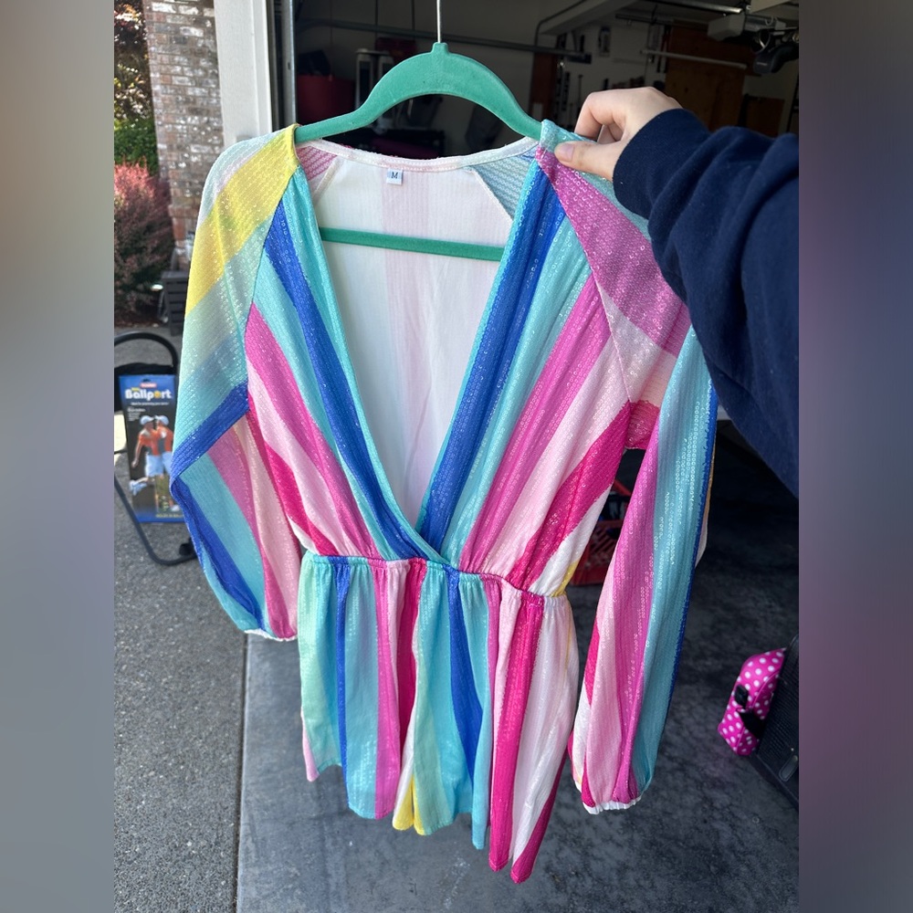 Rainbow Romper size M - sequins